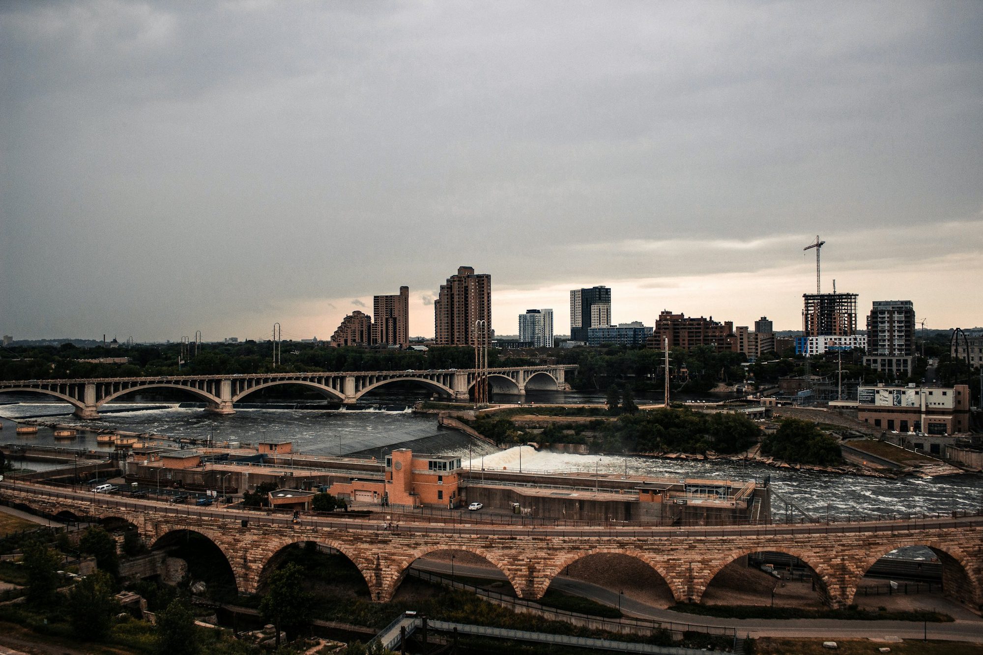 The mill district at dusk