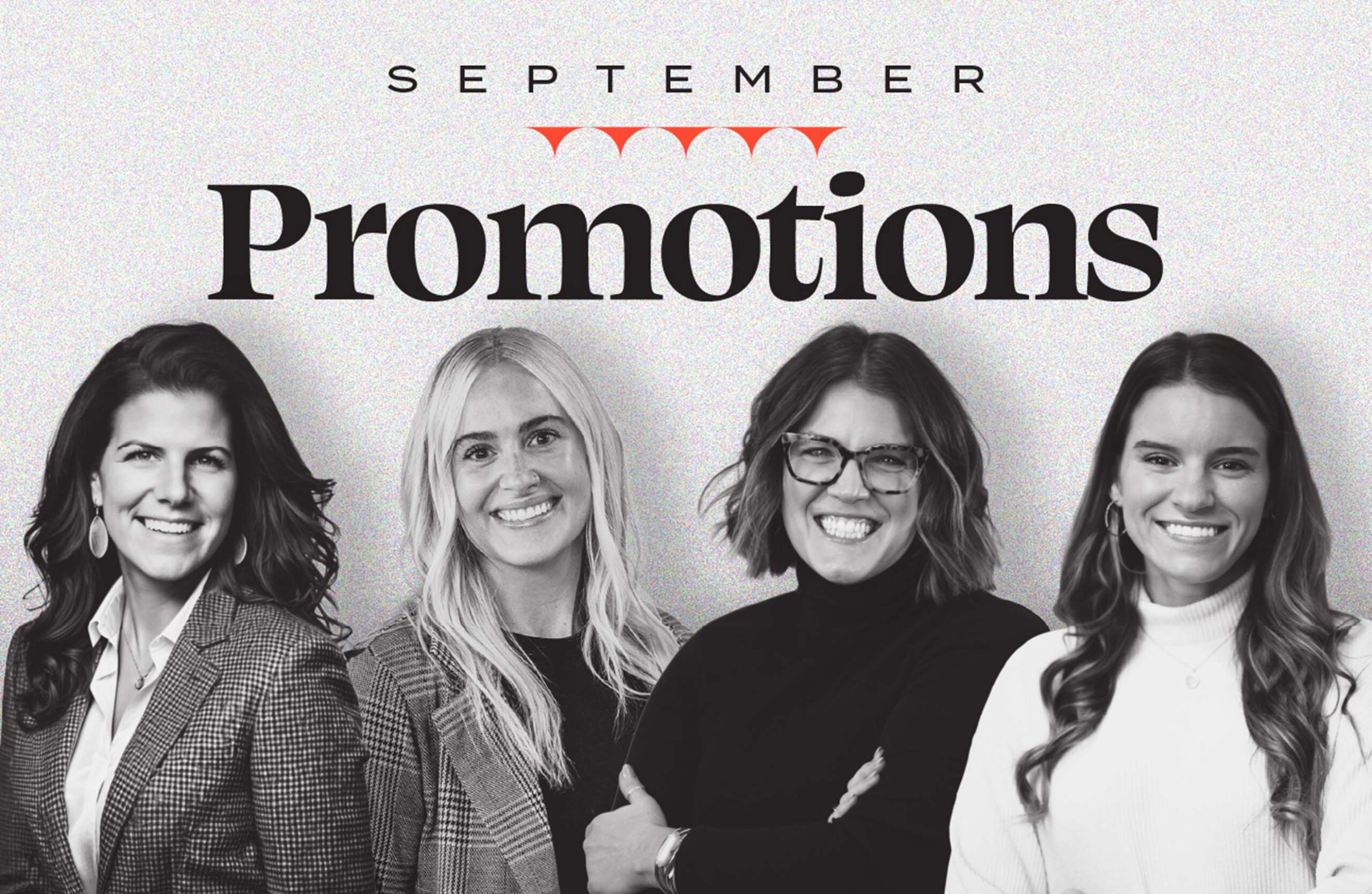 Photo of four Media Bridge employees who were promoted to new roles in September 2025.