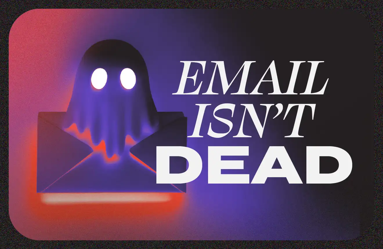 mb-blog-email-marketing Email isn't dead - illustration with a ghost on top of an email marketing envelope icon