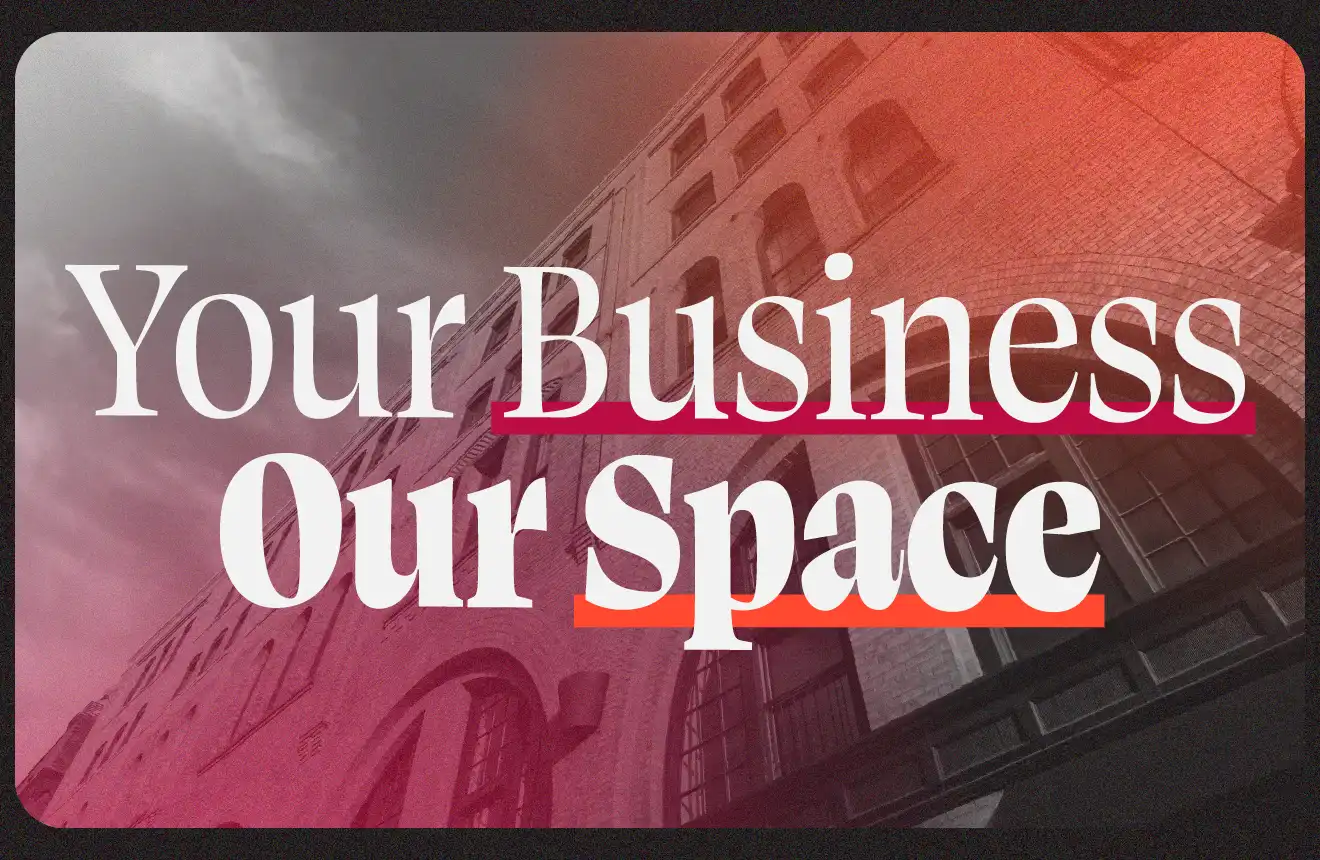 Media Bridge office building in the North Loop of Minneapolis with the words Our Business Your Space overlayed over the photo.